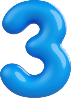 Blue Number 3 3d element