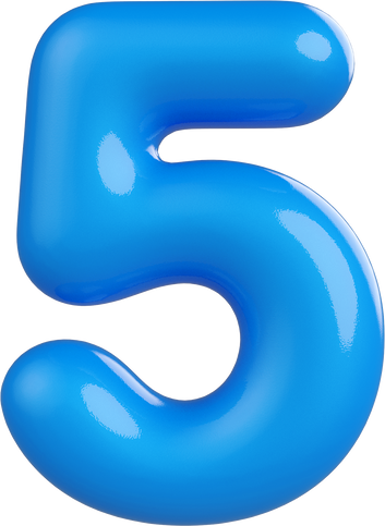 Blue Number 5 3d element